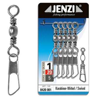 Carabiner swivel, nickel-plated, saltwater resistant