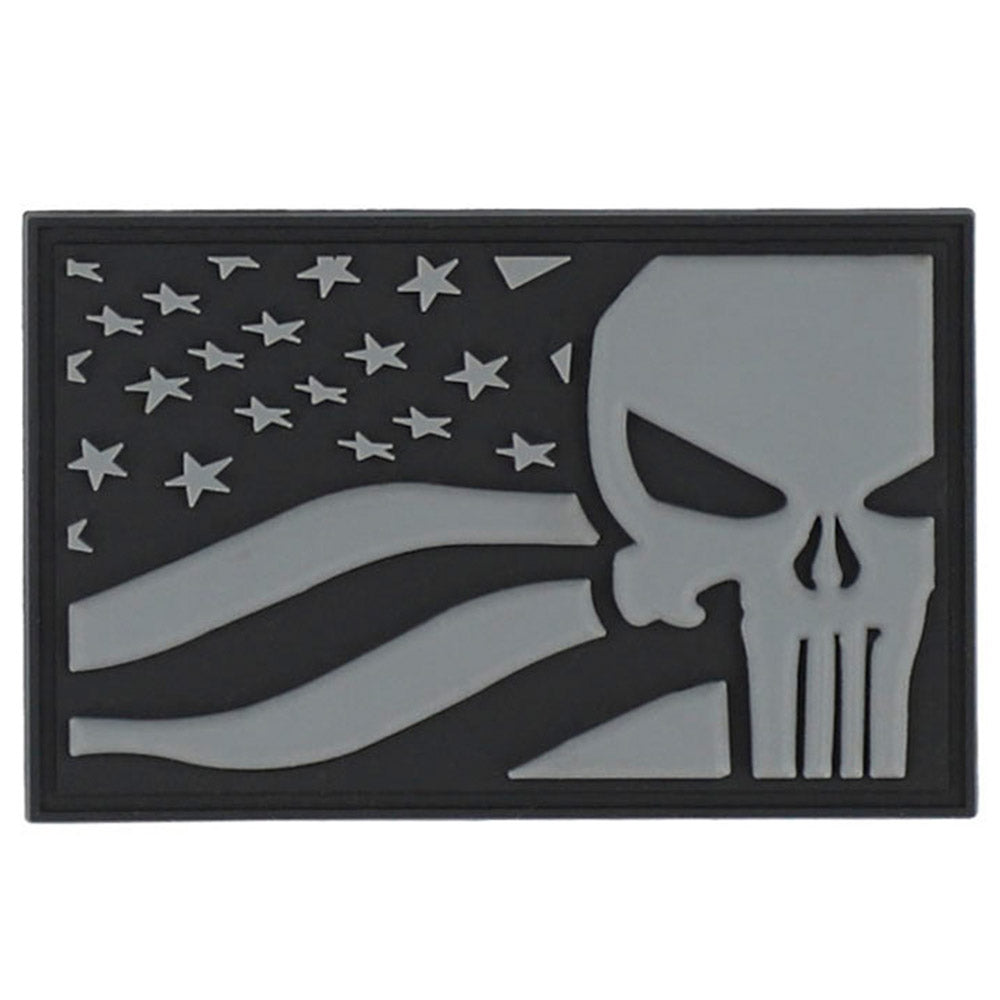 101 Inc. Parche 3D PVC Punisher Bandera EE.UU. gris