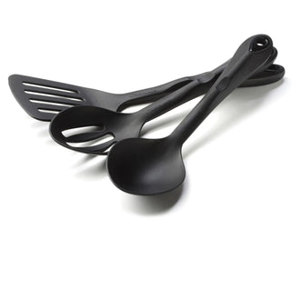 Nylon cooking utensil set, 3-piece, black