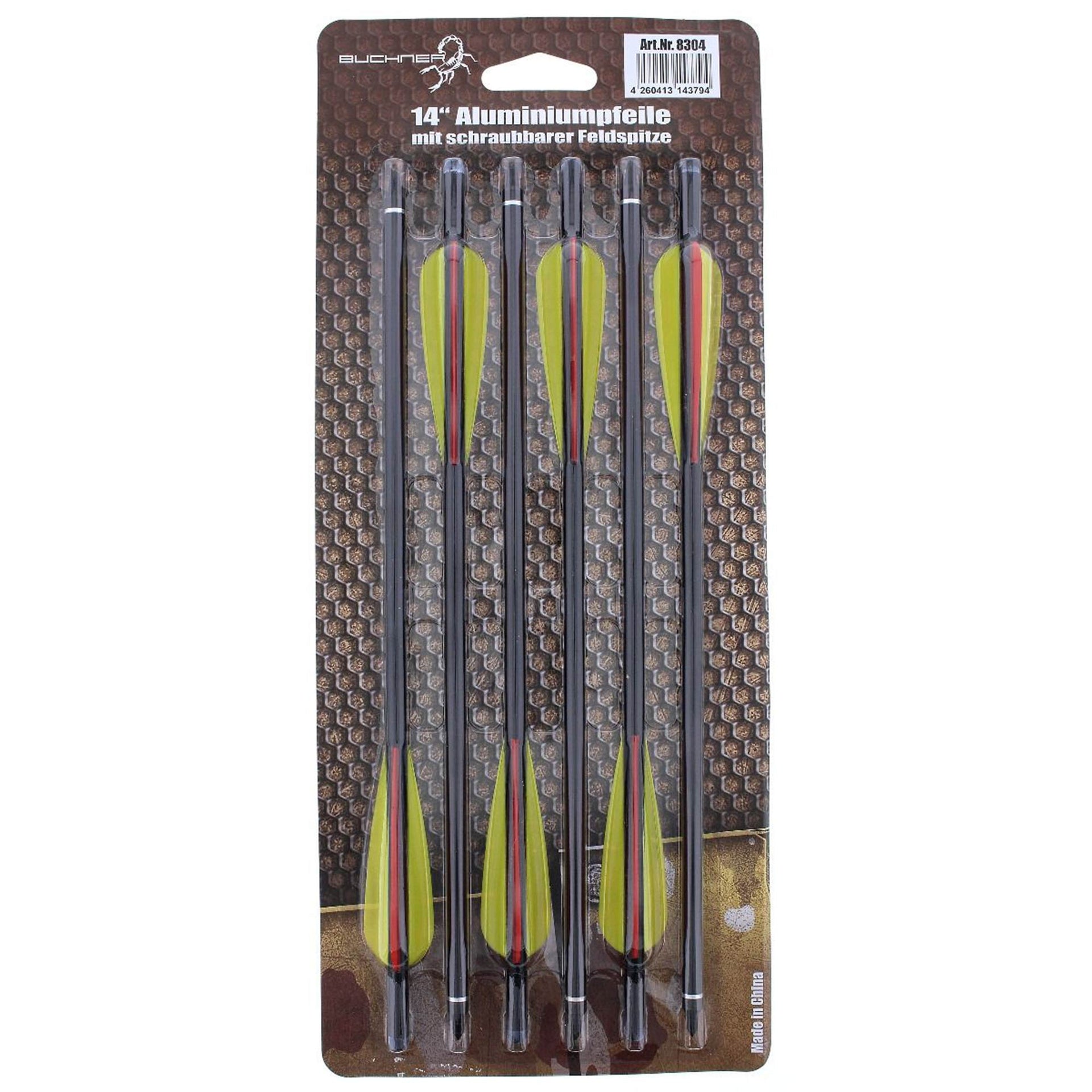 Buchner Aluminiumpfeile 14 Zoll schwarz 6er Pack