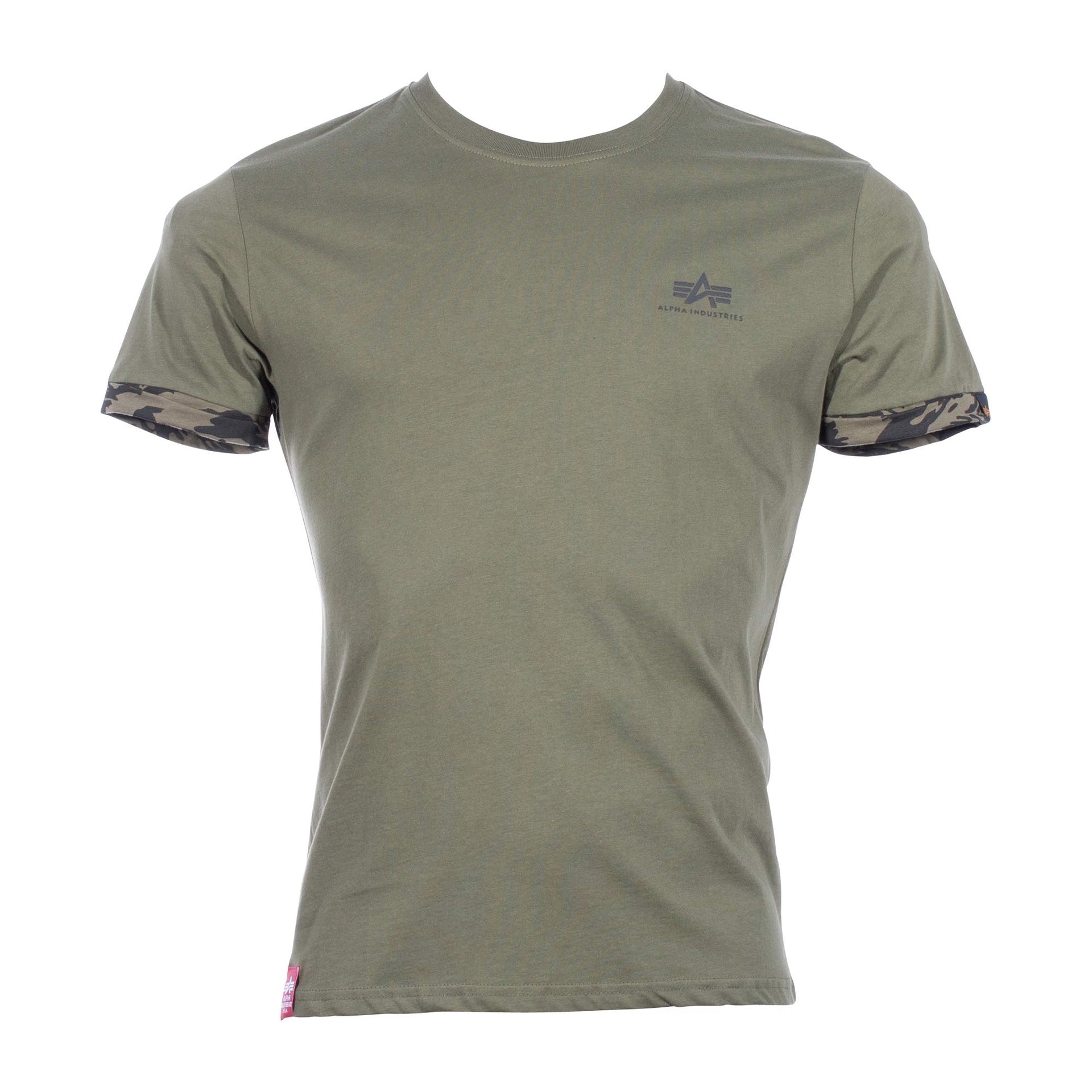 T-shirt con maniche arrotolabili verde pennellata