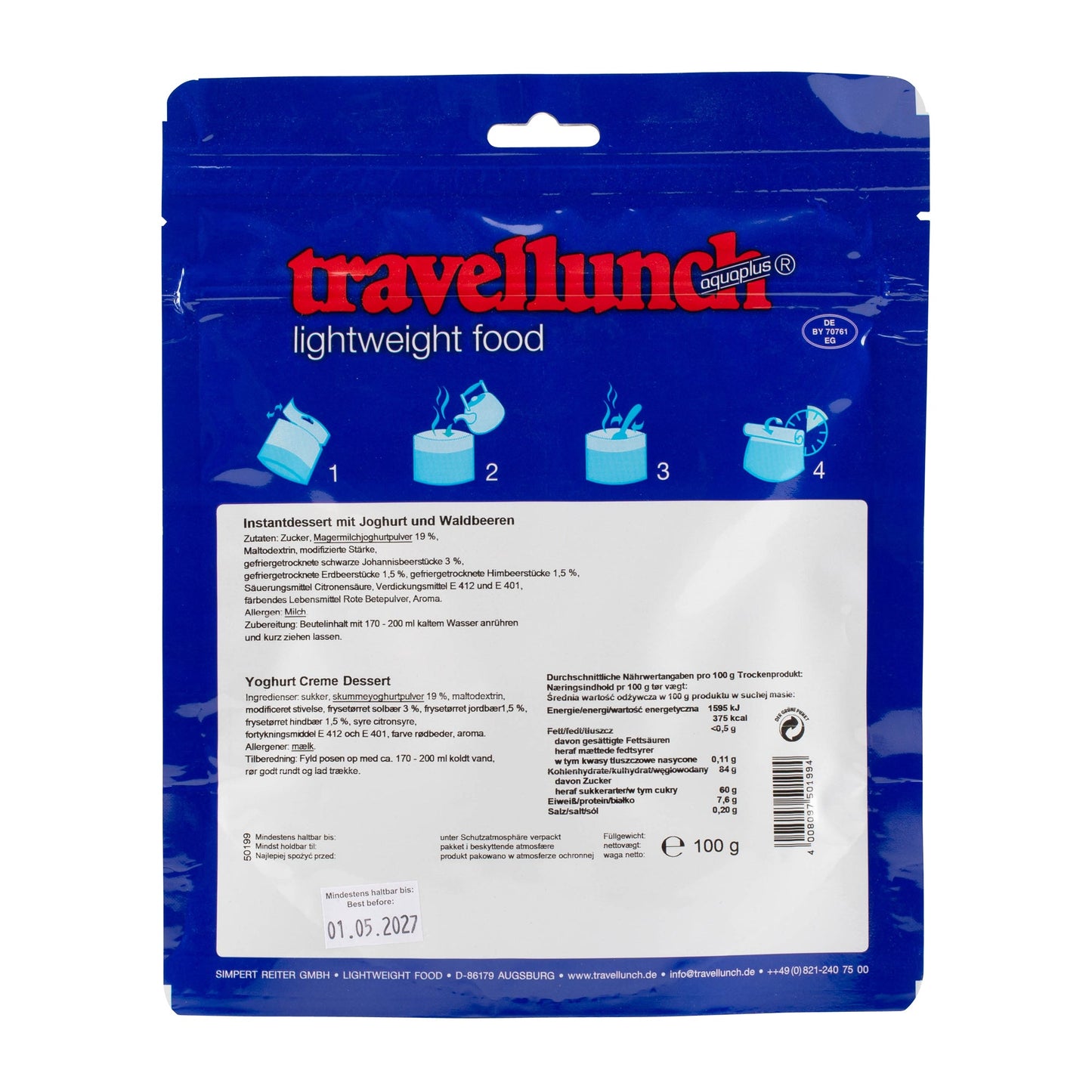 Postre instantáneo con yogur y frutos del bosque