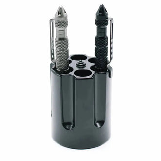 Soporte para bolígrafos cilindro de revólver negro