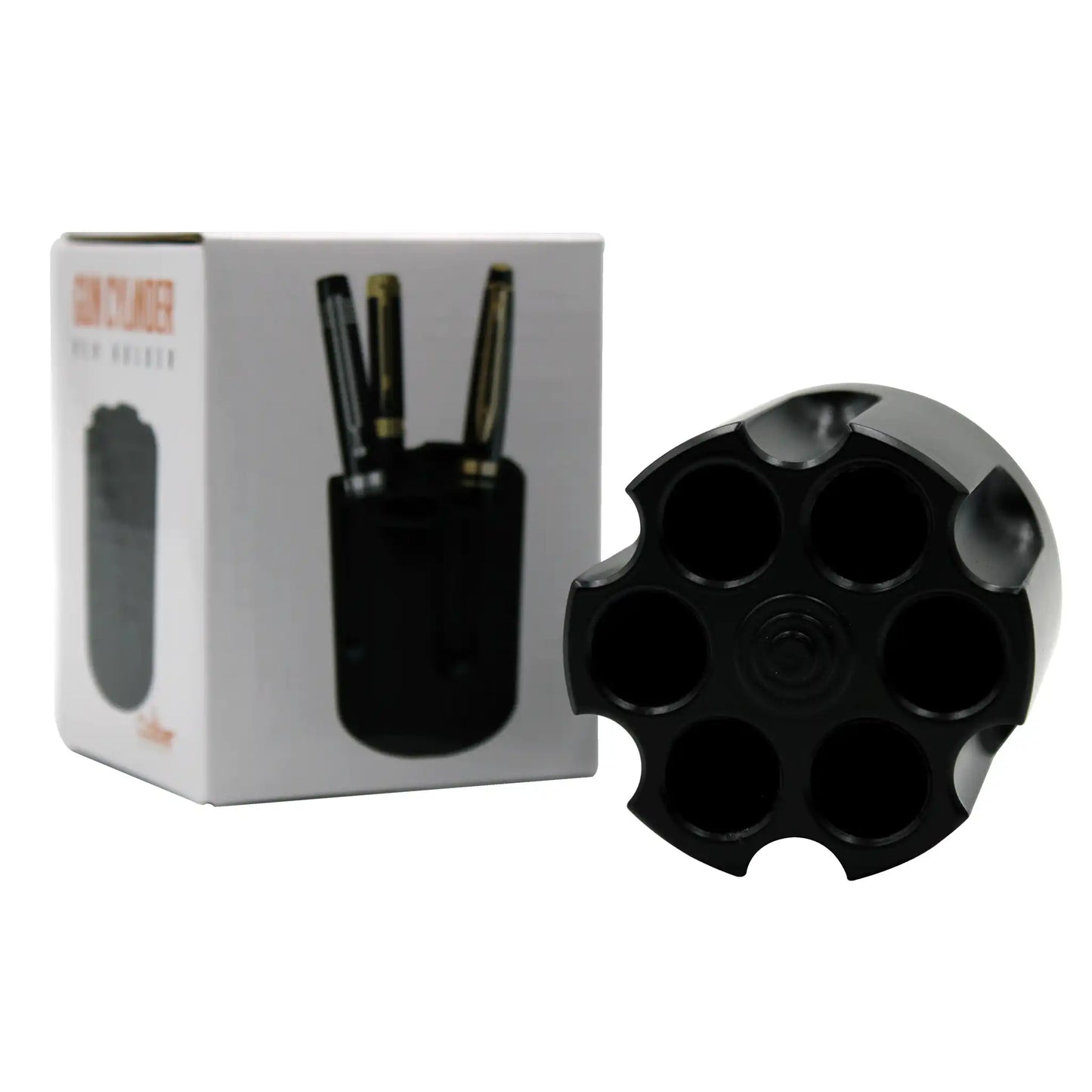 Pen holder revolver cylinder black