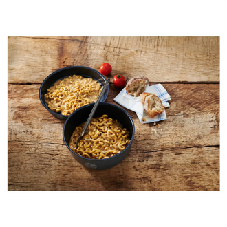 Pasta in creamy mushroom sauce and beef