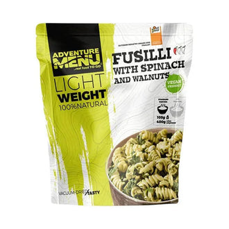 Lightweight fusilli with spinach and walnuts