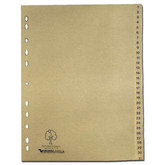 Paper index dividers numeric
