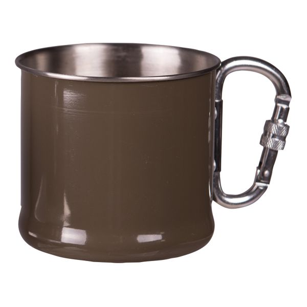 Mil-Tec Carabiner Mug Stainless Steel 500 ml olive