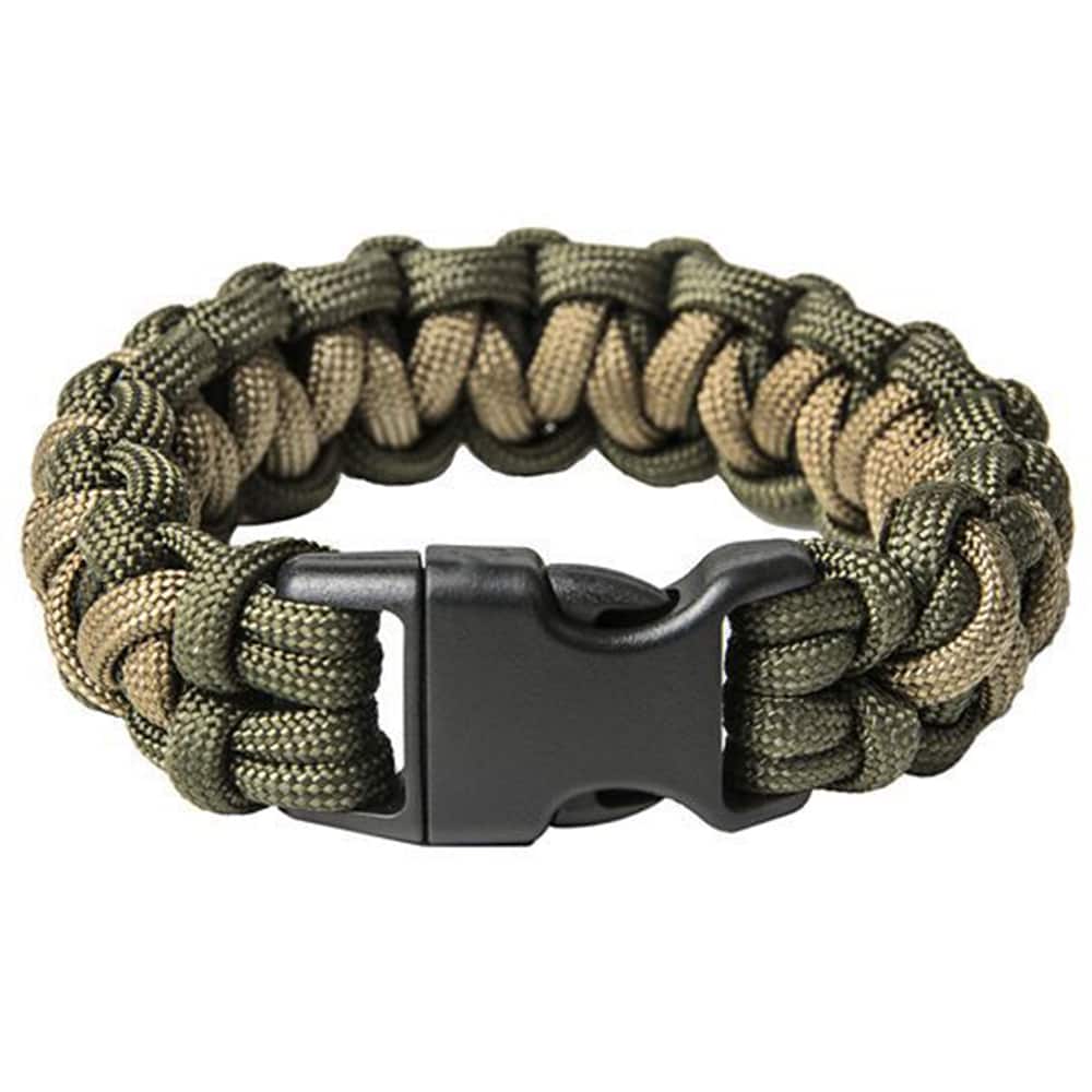 Paracord Survival Bracelet Green/Black w/ Silver ARMY Band Military Tactical 