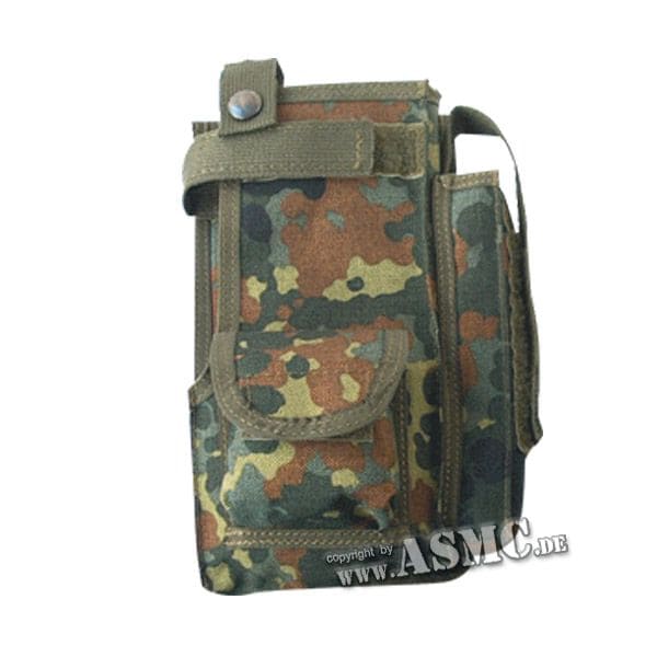 German Military Radio Pouch with Outside Pocket, flecktarn