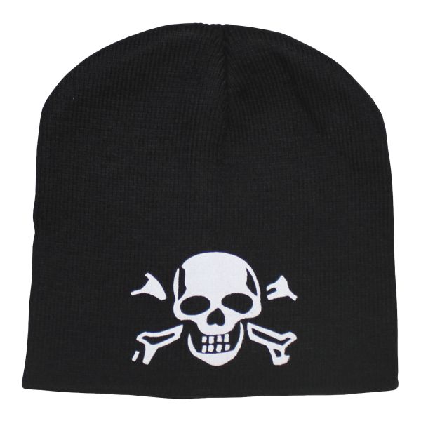 Knitted Beanie with Skull black