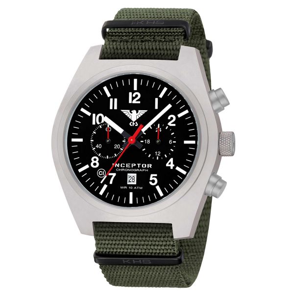 KHS Watch Inceptor Steel Chronograph Nato Strap olive