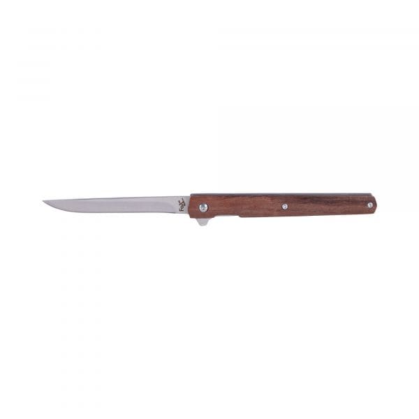 KH Security Slim folding knife with brown wooden handle