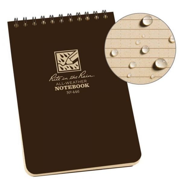 Rite in the Rain Top Bound Spiral Notepad brown