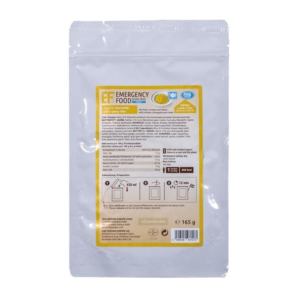 EF Emergency Food Indian Curry Rice 1 portion