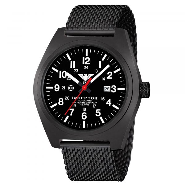KHS Watch Inceptor Black Steel Automatic Mesh Band