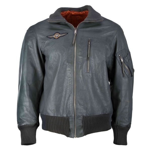 German Pilot Jacket Leather Used gray