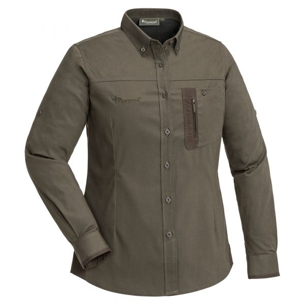 Pinewood Women's Shirt Tiveden InsectStop olive suede brown