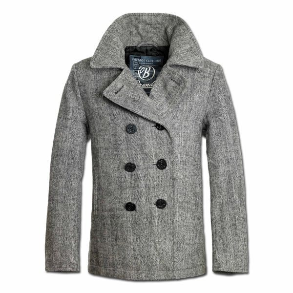 Jacket Brandit Pea Coat, anthracite herringbone
