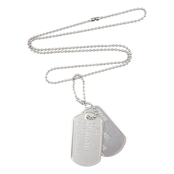 US Dog Tags Without Silencer silver color