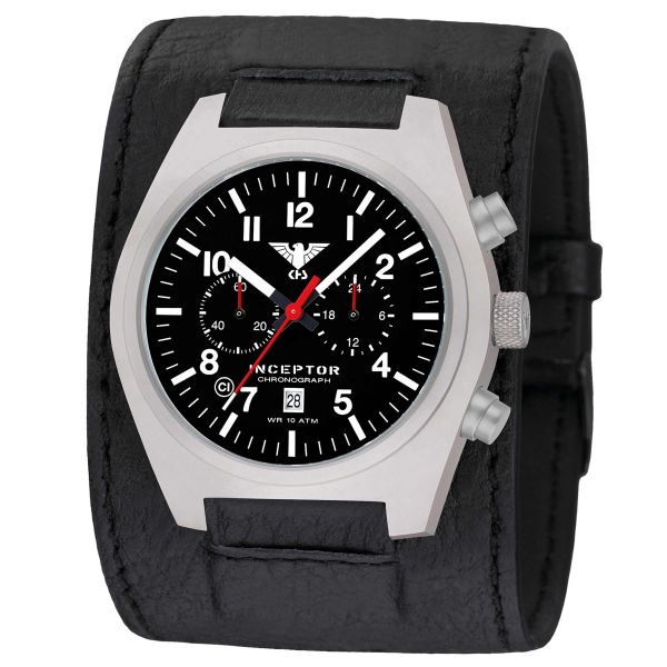 KHS Watch Inceptor Steel Chronograph Leather Band black