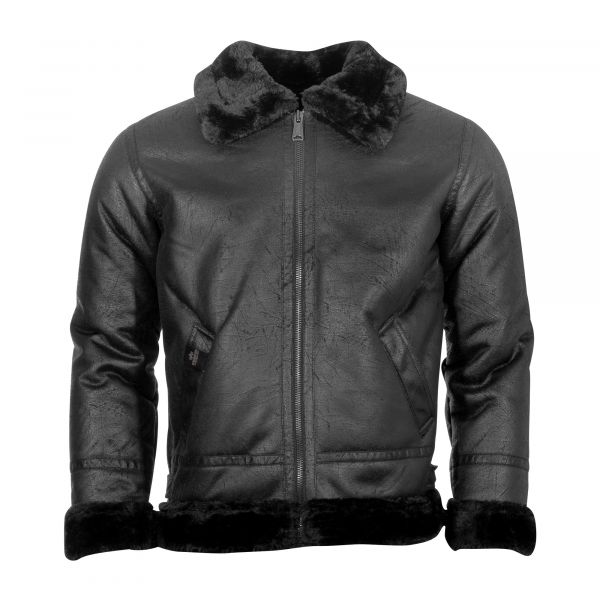 Alpha Industries Leather Jacket B3 FL black/black