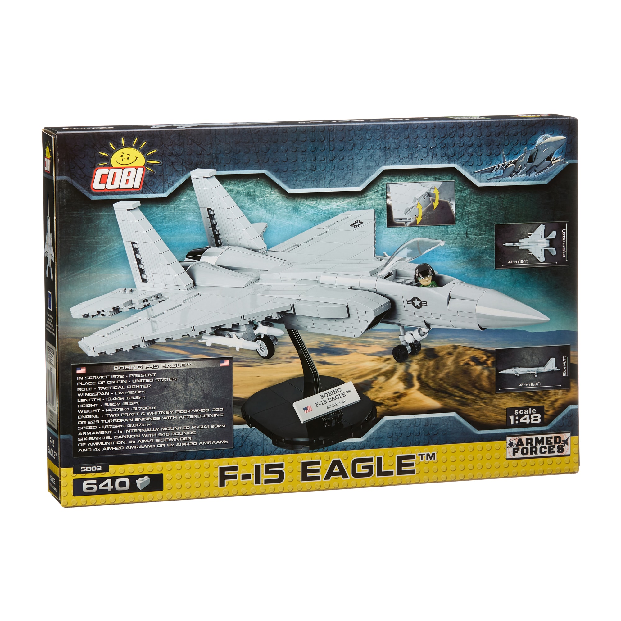 590 Pieces COBI F-15 Eagle Silver 