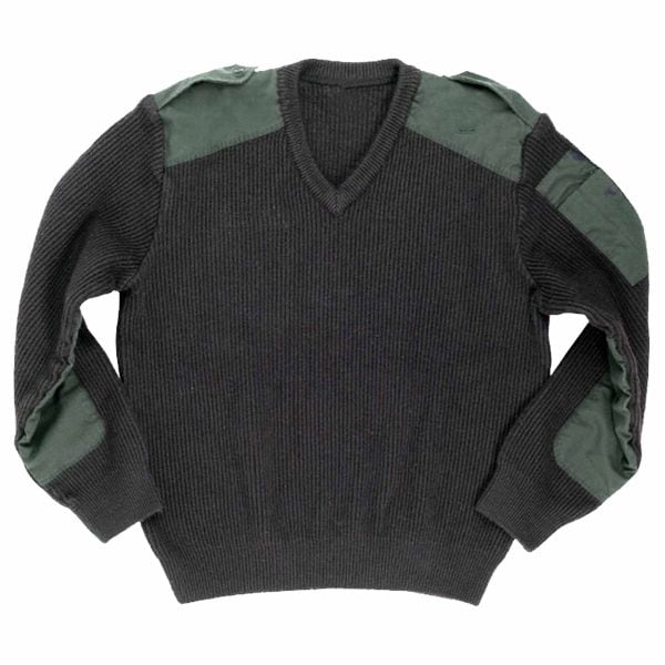 Used French V-Neck Sweater dark green