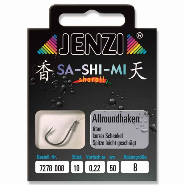 Jenzi All Purpose Sa-Shi-Mi Fishing Hook Size 8 10-Pack