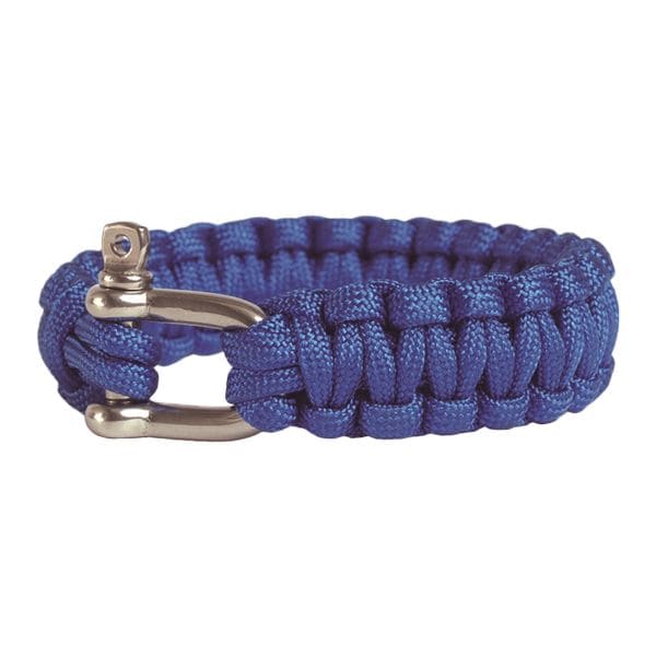 Survival Paracord Bracelet Wide Metal Closure blue