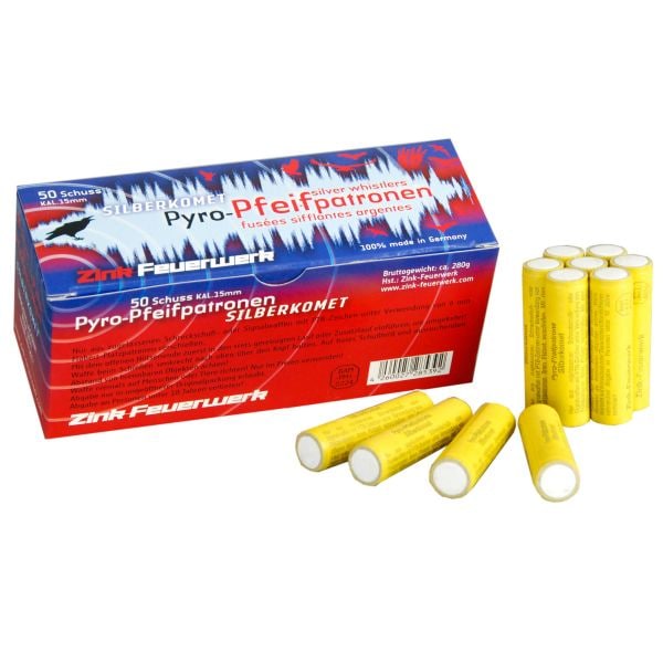 Zink Fireworks Whistle with Silver Comet 15 mm 50 Pieces