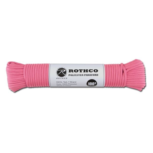 Paracord 550 lb pink 100 ft. Polyester