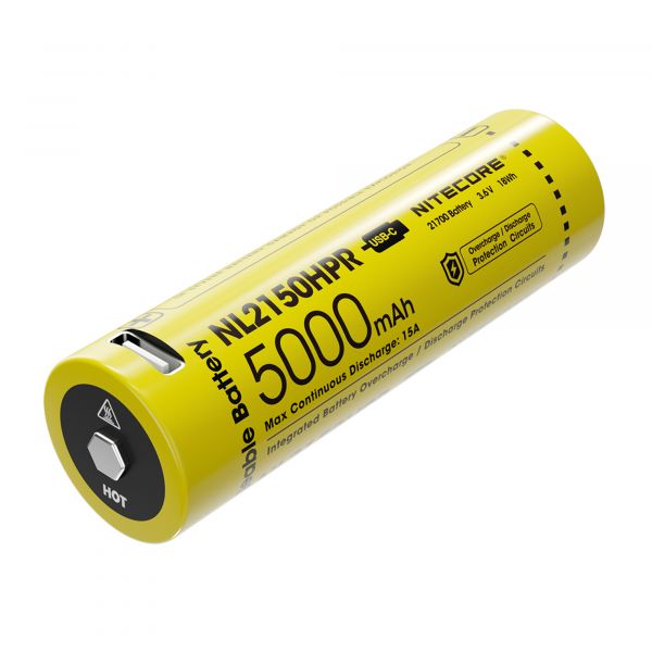 Nitecore Li-Ion Battery Type 21700 5000mAh NL2150HPR USB yellow