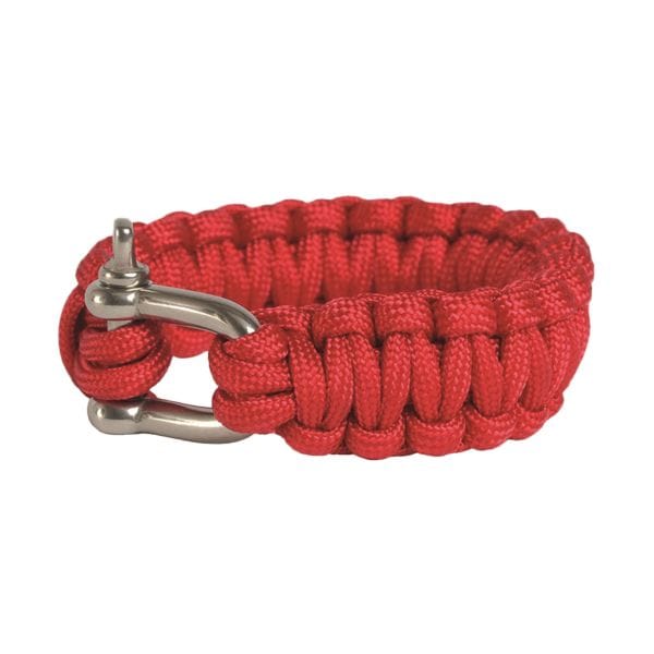 Survival Paracord Bracelet Wide Metal Closure red