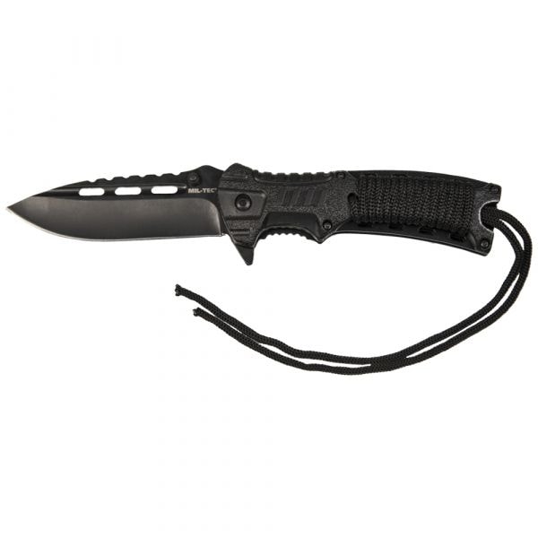 Mil-Tec One Hand Knife Paracord with Fire Starter black