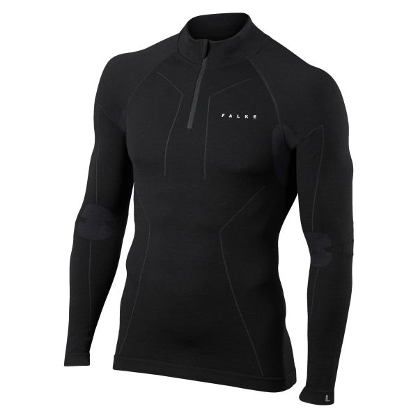 FALKE Zip LS Shirt Merino Comfort black