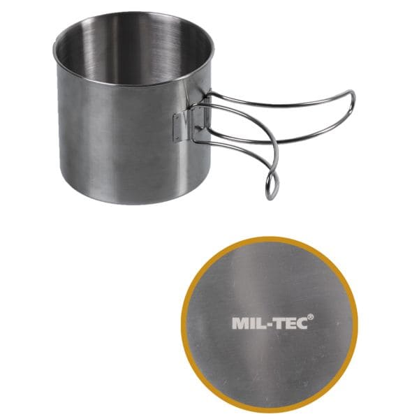 Mil-Tec Stainless Steel Cup with Wire Handles 600 ml