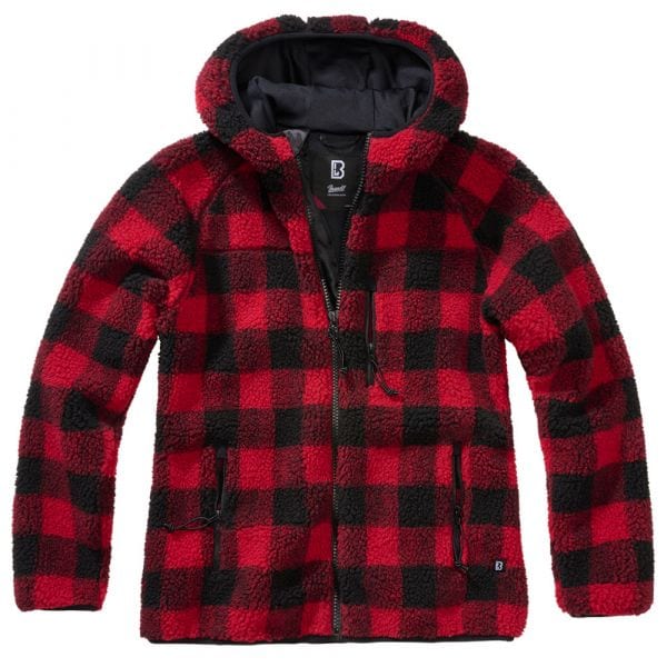 Brandit Women's Teddy Fleece Hood Jacket red/black