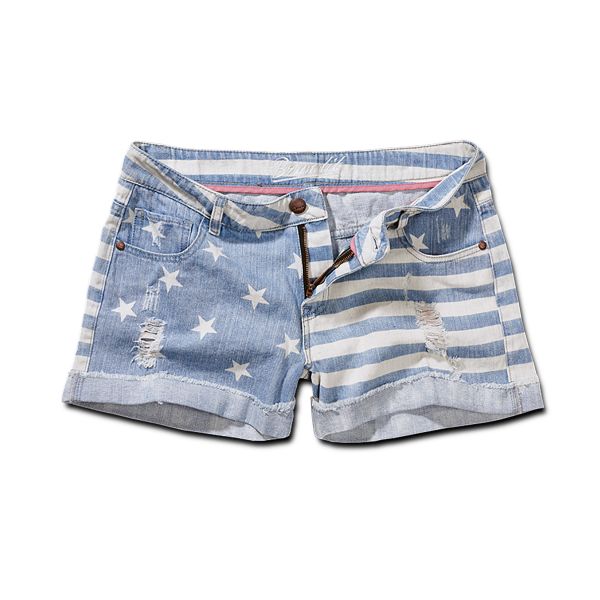 Brandit Denim Hotpants Stars+Stripes light blue