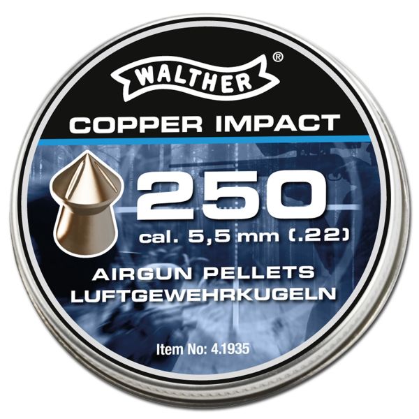 Walther Pointed Pellets Copper Impact 5.5 mm 5 X 250 Pieces