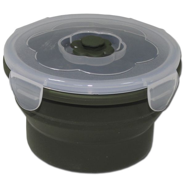 Food Container MFH, foldable 540 ml round olive