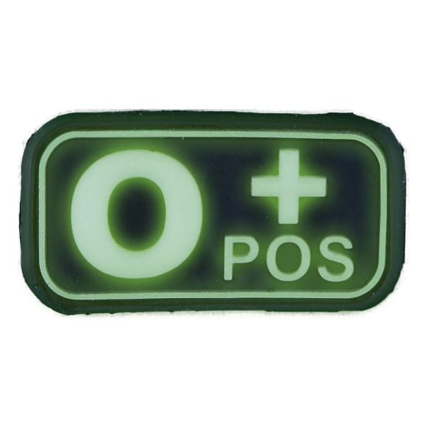 3D Blood Type Patch 0 Pos glow in the dark