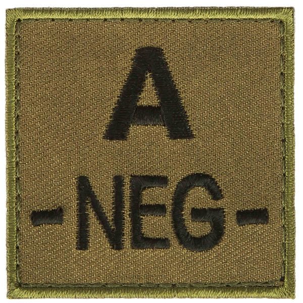 A10 Equipment Blood Group Patch A Neg. green