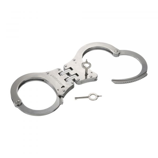 Enforcer Oversized Handcuffs with Hinge stainless steel