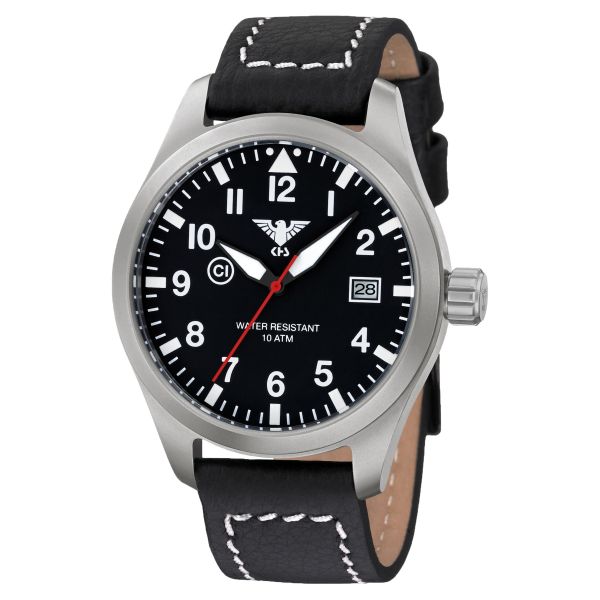 Watch KHS Airleader Steel with Buffalo Leather Band black