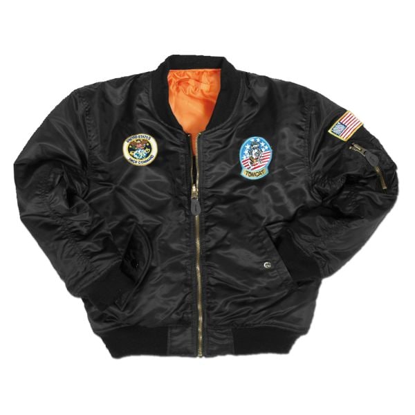 Kids MA-1 Flight Jacket with Patches black