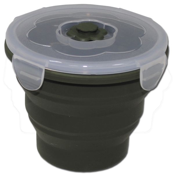 Food Container MFH, foldable 660 ml round olive