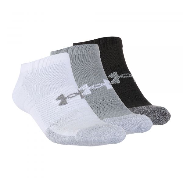 Under Armour No Show Socks HeatGear 3 Pairs gray/white