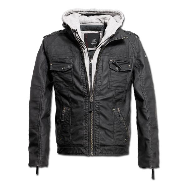 Synthetic Leather Jacket Brandit Black Rock gray