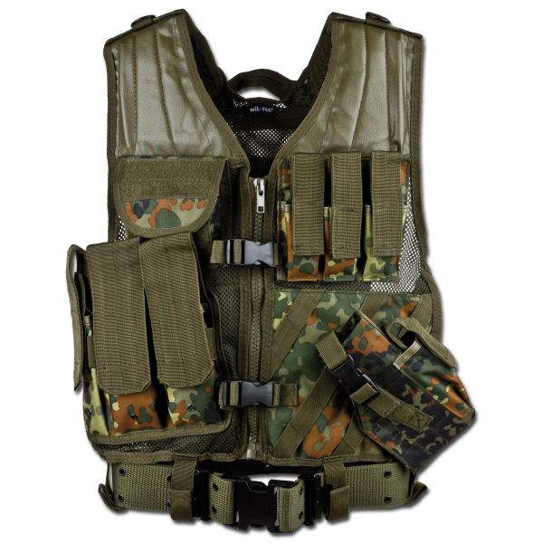 MIL-TEC USMC Quick Draw Tactical Vest Flecktarn Camo